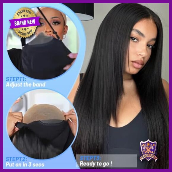 30 Inch Glueless Human Hair Wig HD Lace Closure Pre Plucked Straight main image 5